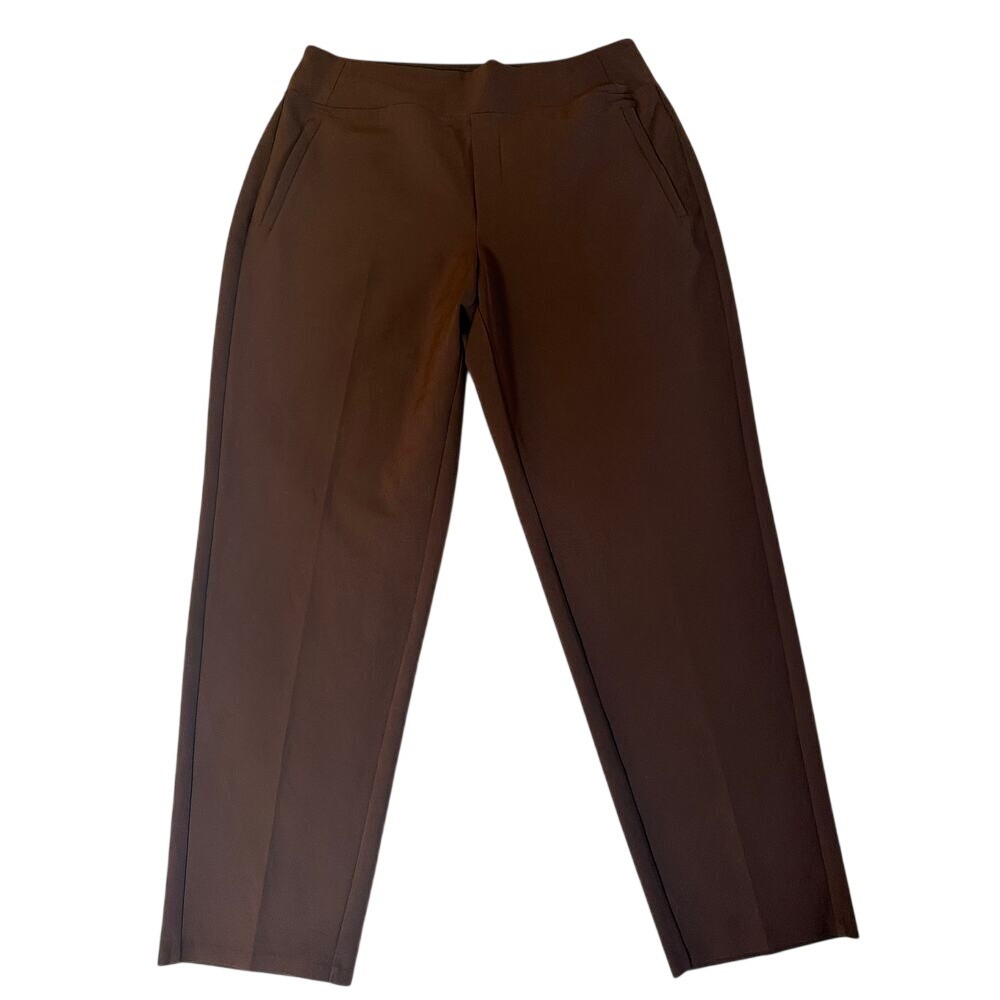 Athleta Wide Leg Draped Pull On Chocolate Brown Trousers Size 12